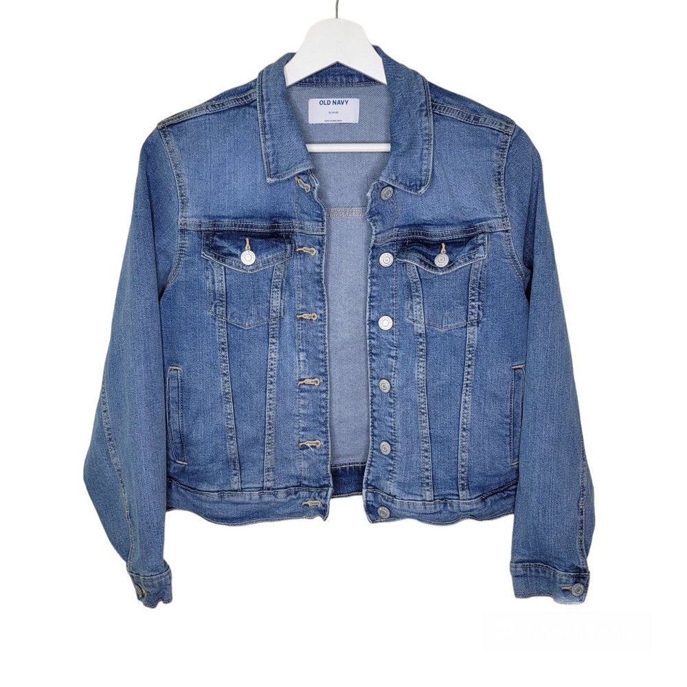 Old Navy Blue Denim Jean Jacket Button Front NWOT Girls XL 14/16 #3161